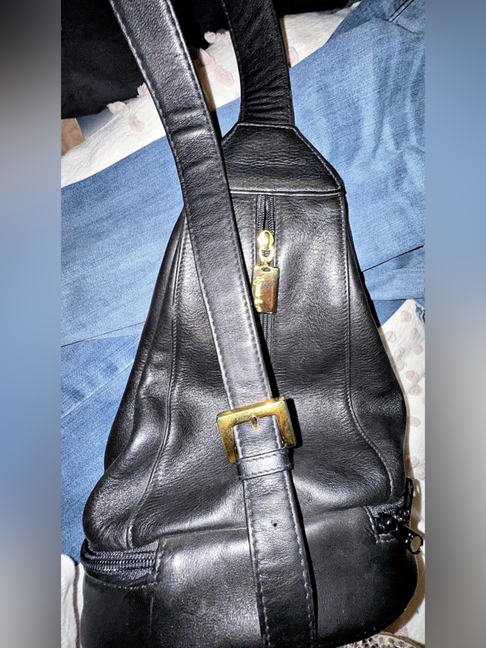 Tignanello Black Leather Backpack